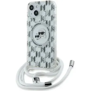 Coque arrière Karl Lagerfeld IML Crossbody Monogram Karl & Choupette Head avec MagSafe pour Apple iPhone 15/14 - Transparent