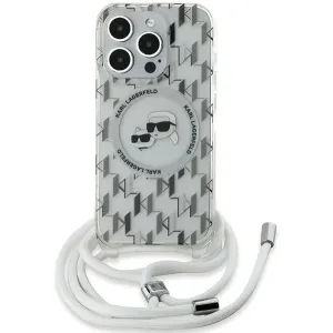 Coque arrière Karl Lagerfeld IML Crossbody Monogram Karl & Choupette Head avec MagSafe pour Apple iPhone 15 Pro Max - Transparent