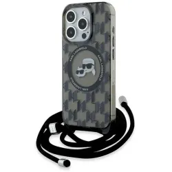 Coque arrière Karl Lagerfeld IML Crossbody Monogram Karl & Choupette Head avec MagSafe pour Apple iPhone 15 Pro Max - Noir