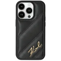 Coque arrière Karl Lagerfeld Diagonal Quilted Script pour Apple iPhone 15 - Noir