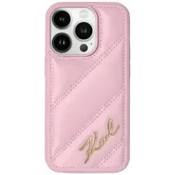 Coque arrière Karl Lagerfeld Diagonal Quilted Script pour Apple iPhone 15 - Rose