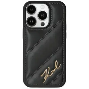 Coque arrière Karl Lagerfeld Diagonal Quilted Script pour Apple iPhone 15 Pro Max - Noir