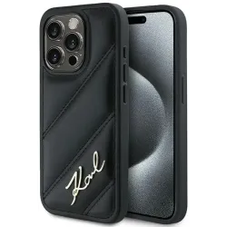 Coque arrière Karl Lagerfeld Diagonal Quilted Script pour Apple iPhone 14 Pro - Noir