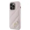 Coque arrière Karl Lagerfeld Diagonal Quilted Script pour Apple iPhone 14 Pro Max - Rose 2