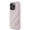 Coque arrière Karl Lagerfeld Diagonal Quilted Script pour Apple iPhone 15 Pro - Rose 2