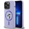 Coque arrière en silicone Karl Lagerfeld Karl & Choupette Heads Ring avec MagSafe pour Apple iPhone 14 Pro - Violet
