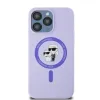 Coque arrière en silicone Karl Lagerfeld Karl & Choupette Heads Ring avec MagSafe pour Apple iPhone 15 Pro Max - Violet 3