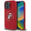 Coque arrière en silicone Karl Lagerfeld Karl & Choupette Heads Ring avec MagSafe pour Apple iPhone 16 Pro - Rouge