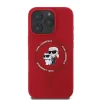 Coque arrière en silicone Karl Lagerfeld Karl & Choupette Heads Ring avec MagSafe pour Apple iPhone 16 Pro - Rouge 2