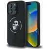 Coque arrière en silicone Karl Lagerfeld Karl & Choupette Heads Ring avec MagSafe pour Apple iPhone 16 Pro Max - Noir