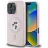 Coque arrière en silicone Karl Lagerfeld Karl & Choupette Heads Ring avec MagSafe pour Apple iPhone 16 Pro Max - Rose