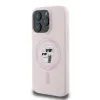 Coque arrière en silicone Karl Lagerfeld Karl & Choupette Heads Ring avec MagSafe pour Apple iPhone 16 Pro Max - Rose 3