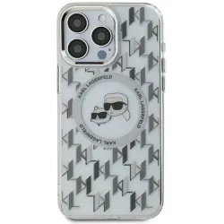 Coque arrière Karl Lagerfeld IML Monogram Karl & Choupette Head avec MagSafe pour Apple iPhone 16 Pro Max - Transparent