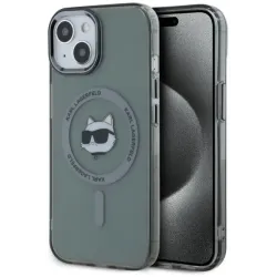 Coque arrière Karl Lagerfeld IML Metal Choupette Head avec MagSafe pour Apple iPhone 15 - Noir