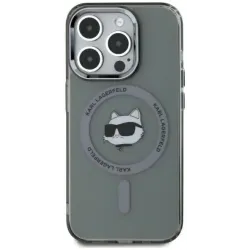 Coque arrière Karl Lagerfeld IML Metal Choupette Head avec MagSafe pour Apple iPhone 15 Pro Max - Noir