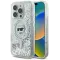 Coque arrière Karl Lagerfeld Liquid Glitter Choupette Head avec MagSafe pour Apple iPhone 16 Pro Max - Transparent