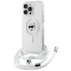 Coque arrière Karl Lagerfeld IML Choupette Head & Cord avec MagSafe pour Apple iPhone 16 Pro Max - Transparent