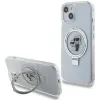 Coque arrière rigide Karl Lagerfeld Ring Stand Karl & Choupette avec MagSafe pour Apple iPhone 15 - Blanc