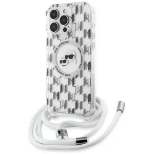 Coque arrière Karl Lagerfeld IML Crossbody Monogram Karl & Choupette Head avec MagSafe pour Apple iPhone 16 Pro - Transparent