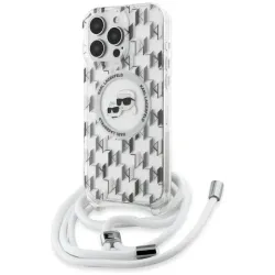 Coque arrière Karl Lagerfeld IML Crossbody Monogram Karl & Choupette Head avec MagSafe pour Apple iPhone 16 Pro Max - Transparent