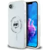 Coque arrière Karl Lagerfeld IML Metal Choupette Head avec MagSafe pour Apple iPhone 17e/16e - Blanc