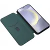 Coque portefeuille Phonesta Carbon Fiber Skin pour Samsung Galaxy S25 Plus - Vert foncé 2