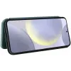 Coque portefeuille Phonesta Carbon Fiber Skin pour Samsung Galaxy S25 Plus - Vert foncé 3
