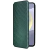 Coque portefeuille Phonesta Carbon Fiber Skin pour Samsung Galaxy S25 Plus - Vert foncé 8