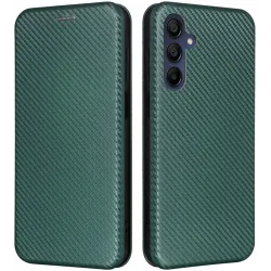 Coque portefeuille Phonesta Carbon Fiber Skin pour Samsung Galaxy A16 - Vert foncé