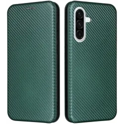 Coque portefeuille Phonesta Carbon Fiber Skin pour Samsung Galaxy A26 - Vert foncé