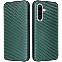 Coque portefeuille Phonesta Carbon Fiber Skin pour Samsung Galaxy A36 - Vert foncé