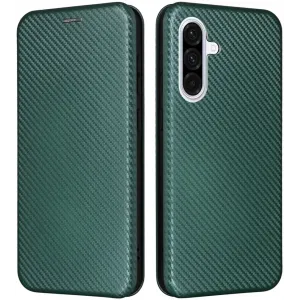 Coque portefeuille Phonesta Carbon Fiber Skin pour Samsung Galaxy A56 - Vert foncé