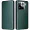 Coque portefeuille Phonesta Carbon Fiber Skin pour Xiaomi 15 - Vert foncé