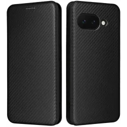 Coque portefeuille Phonesta Carbon Fiber Skin pour Google Pixel 9a - Noir