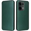 Coque portefeuille Phonesta Carbon Fiber Skin pour Oppo Reno13 - Vert foncé