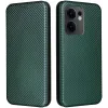 Coque portefeuille Phonesta Carbon Fiber Skin pour Oppo Reno13 F 4G/5G / Reno13 FS 5G - Vert foncé