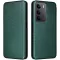 Coque portefeuille Phonesta Carbon Fiber Skin pour Realme 14x / C75 - Vert foncé