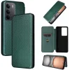 Coque portefeuille Phonesta Carbon Fiber Skin pour Realme 14x / C75 - Vert foncé 7
