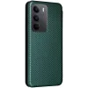 Coque portefeuille Phonesta Carbon Fiber Skin pour Realme 14x / C75 - Vert foncé 9