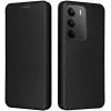 Coque portefeuille Phonesta Carbon Fiber Skin pour Realme 14x / C75 - Noir