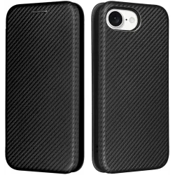 Coque portefeuille Phonesta Carbon Fiber Skin pour Apple iPhone 17e/16e - Noir