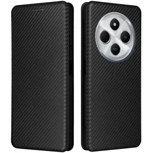 Coque portefeuille Phonesta Carbon Fiber Skin pour Xiaomi Redmi 14C / Xiaomi Poco C75 - Noir