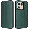Coque portefeuille Phonesta Carbon Fiber Skin pour Motorola Edge 50 Ultra - Vert foncé