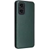 Coque portefeuille Phonesta Carbon Fiber Skin pour Motorola Moto G35 - Vert foncé 9