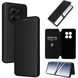 Coque portefeuille Phonesta Carbon Fiber Skin pour Xiaomi Redmi Note 15 4G/5G / Xiaomi Poco M8 - Noir
