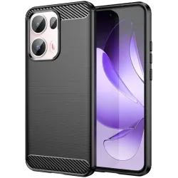 Coque arrière en silicone Phonesta Carbon pour Oppo Reno13 Pro - Noir