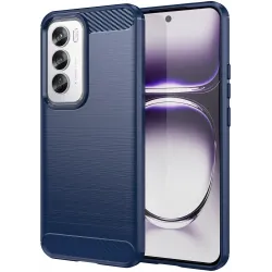 Coque arrière en silicone Phonesta Carbon pour Oppo Reno12 Pro - Bleu