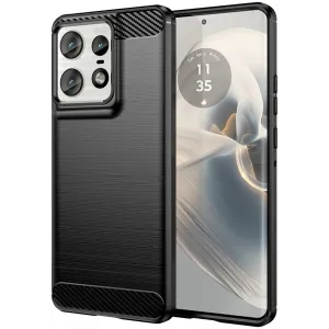 Coque arrière en silicone Phonesta Carbon pour Motorola Edge 50 Pro - Noir