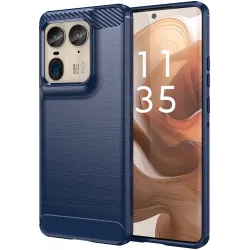 Coque arrière en silicone Phonesta Carbon pour Motorola Edge 50 Ultra - Bleu