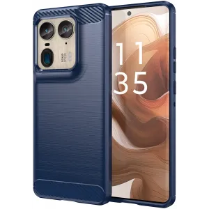 Coque arrière en silicone Phonesta Carbon pour Motorola Edge 50 Ultra - Bleu